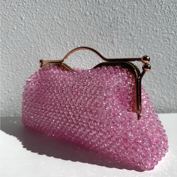 Elegant Pink Beaded Clutch - Picture 3 of 5